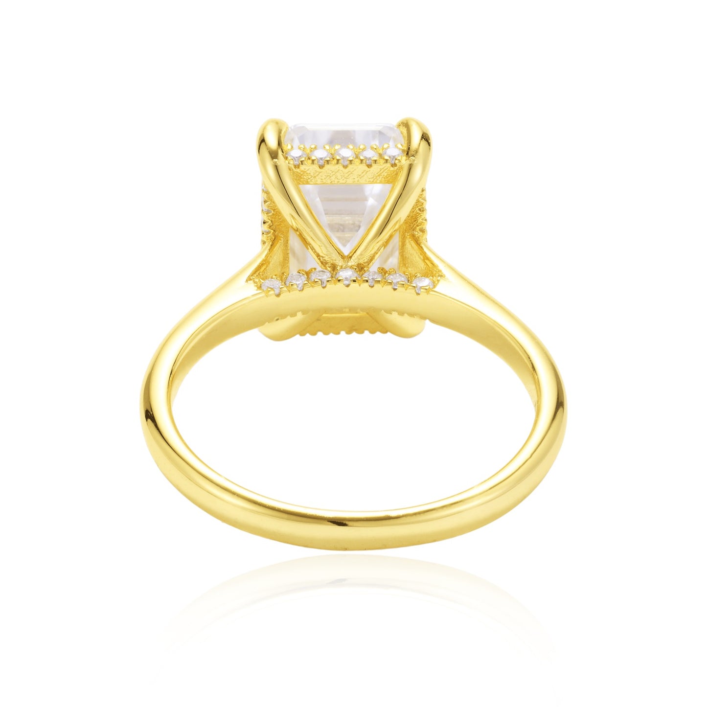 4.5 CT Emerald Cut Solitaire Band with Cathedral Setting and Shoulder Accents