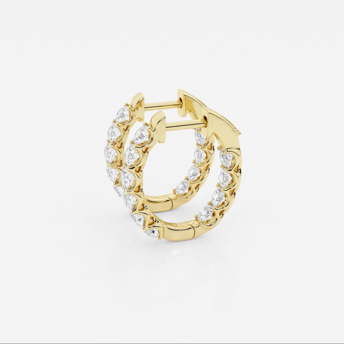 Round Moissanite Oval-Shaped Inside Out Hoop Earrings