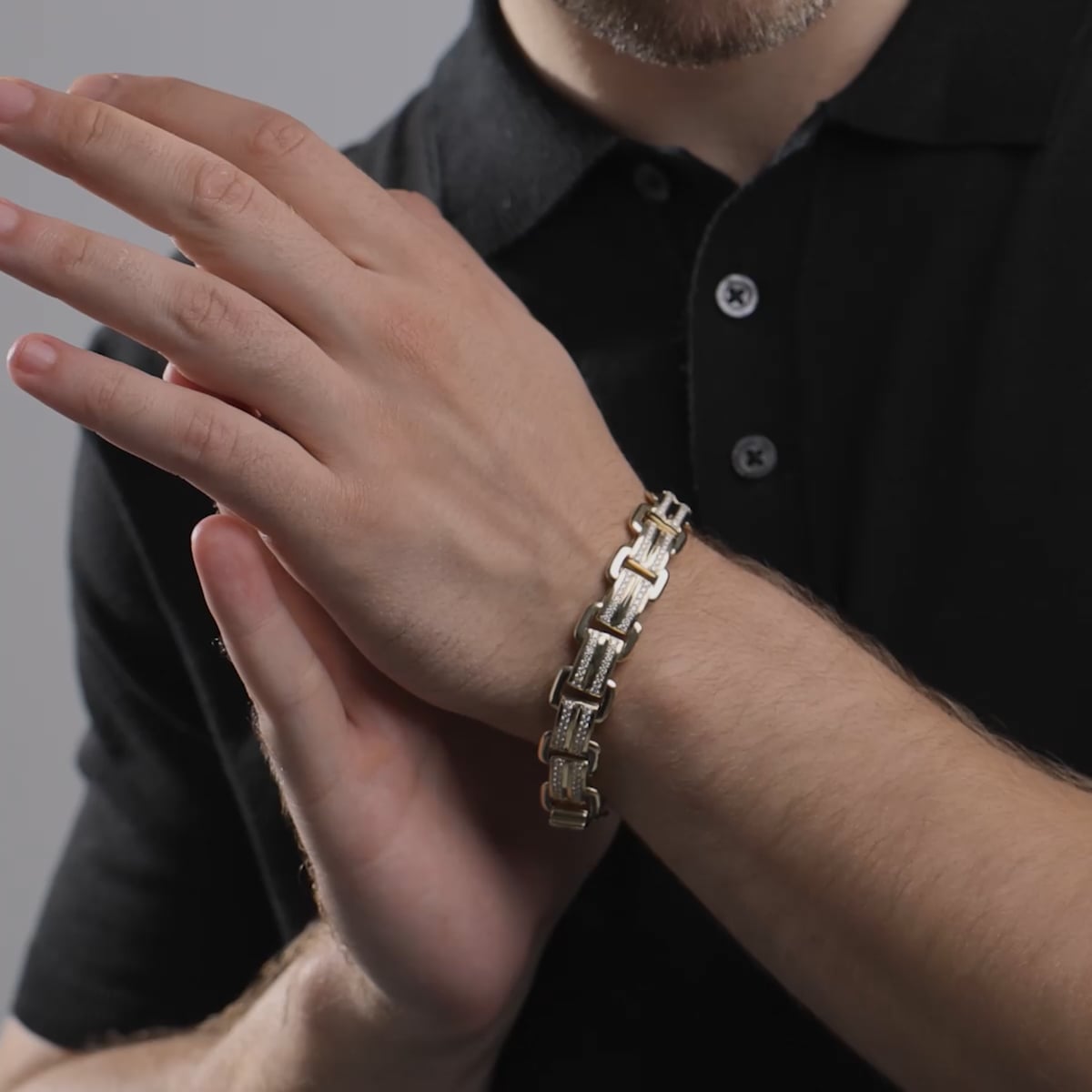 Round Moissanite Panther Link Bracelet