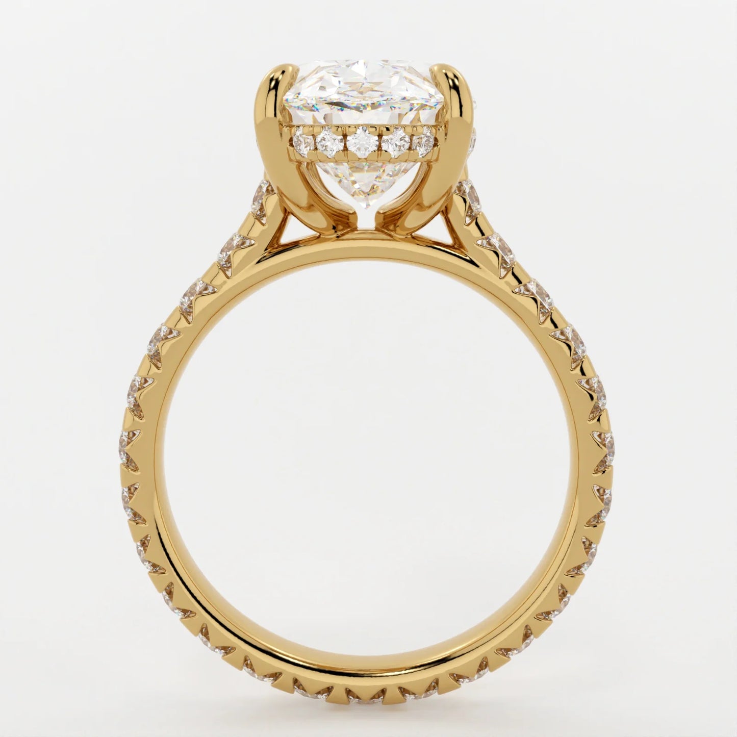 3.5 Carat Oval Cut Diamond Engagement Ring with Pavé Band