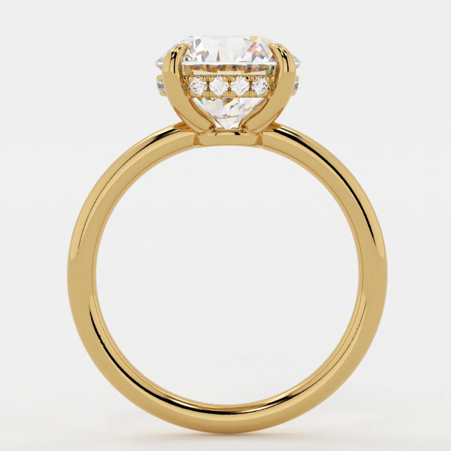 2.5 Carat Round Cut - Solitaire Band and Hidden Halo