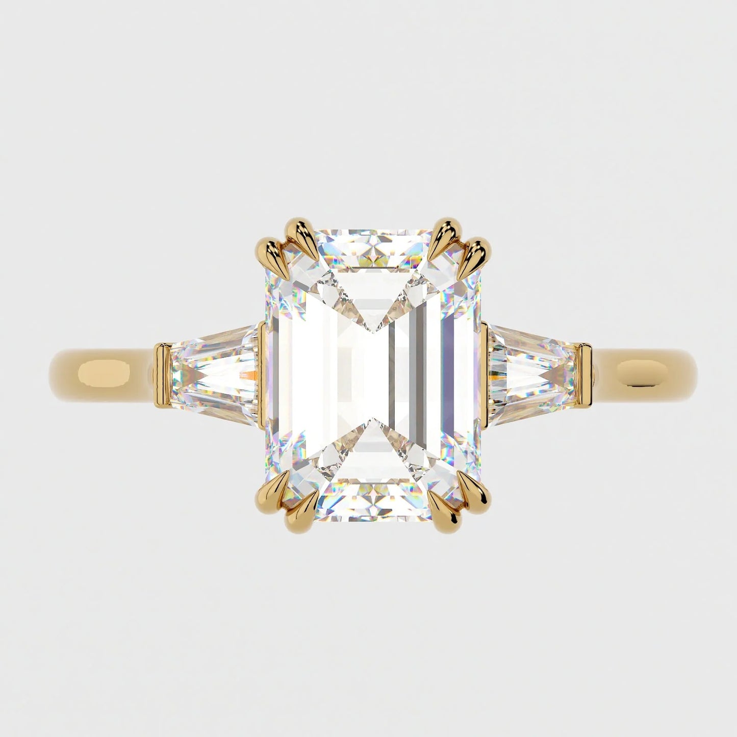 3.5 Carat Emerald Cut Diamond Engagement Ring with 3-Stone Setting