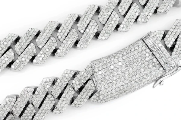 22mm Cuban Moissanite Diamond Necklace 14k Plated Gold