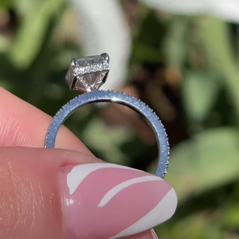 3 Carat Radiant Cut with Infinity Pave Band and Catherdal Setting