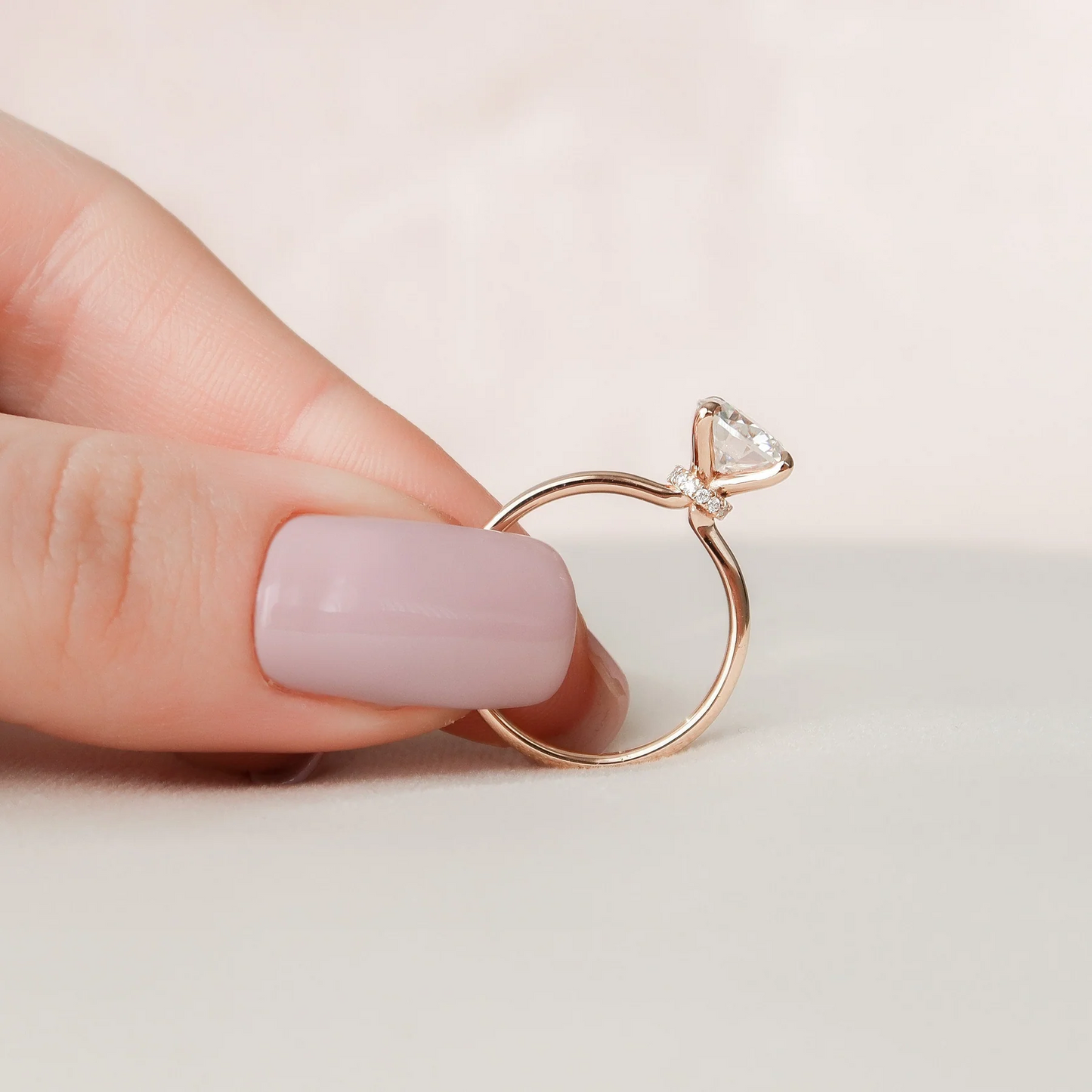 3 Carat Round Cut Solitaire Band Engagement Ring with Hidden Halo