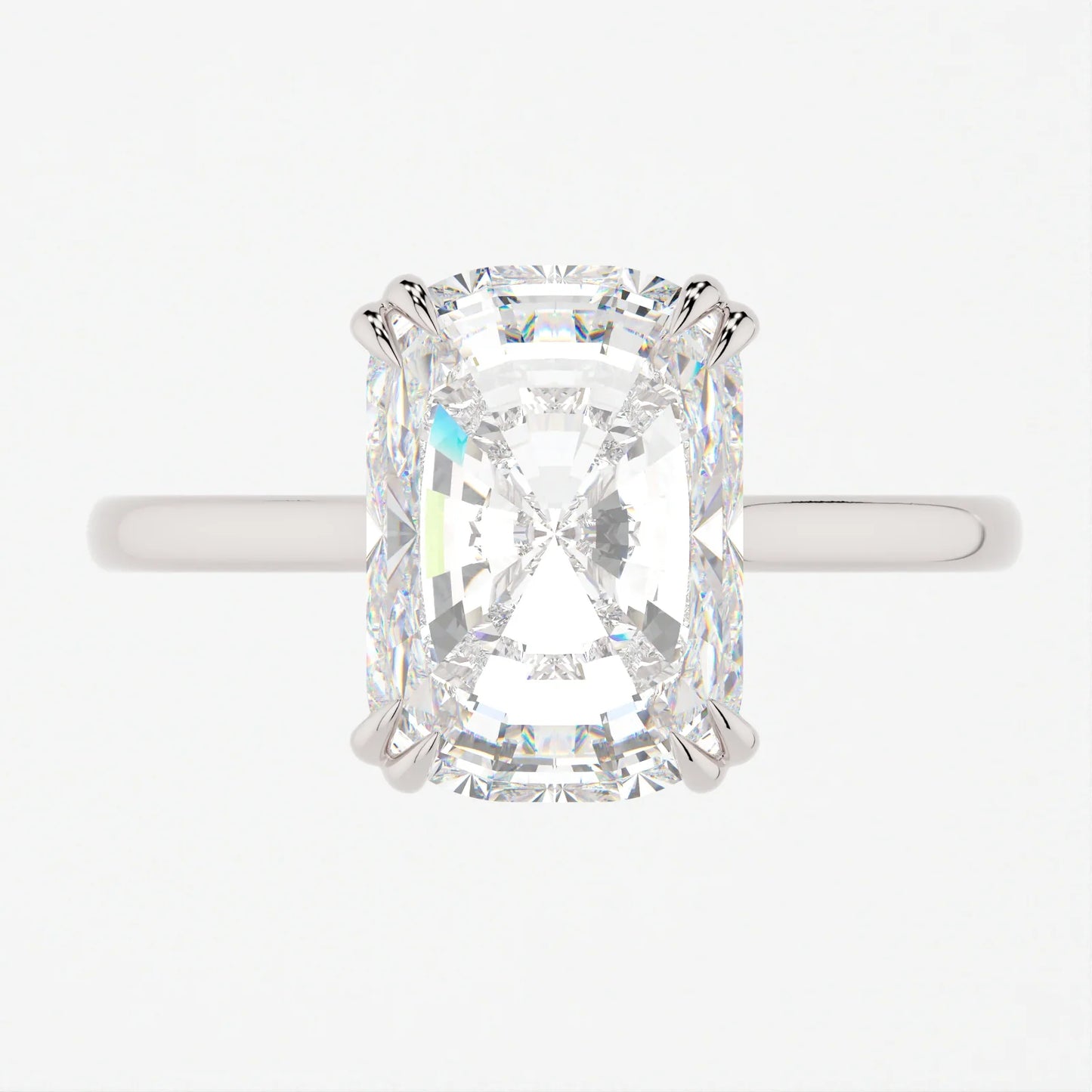 3 Carat Radiant Cut Moissanite Diamond Engagement Ring with a Solitaire Band