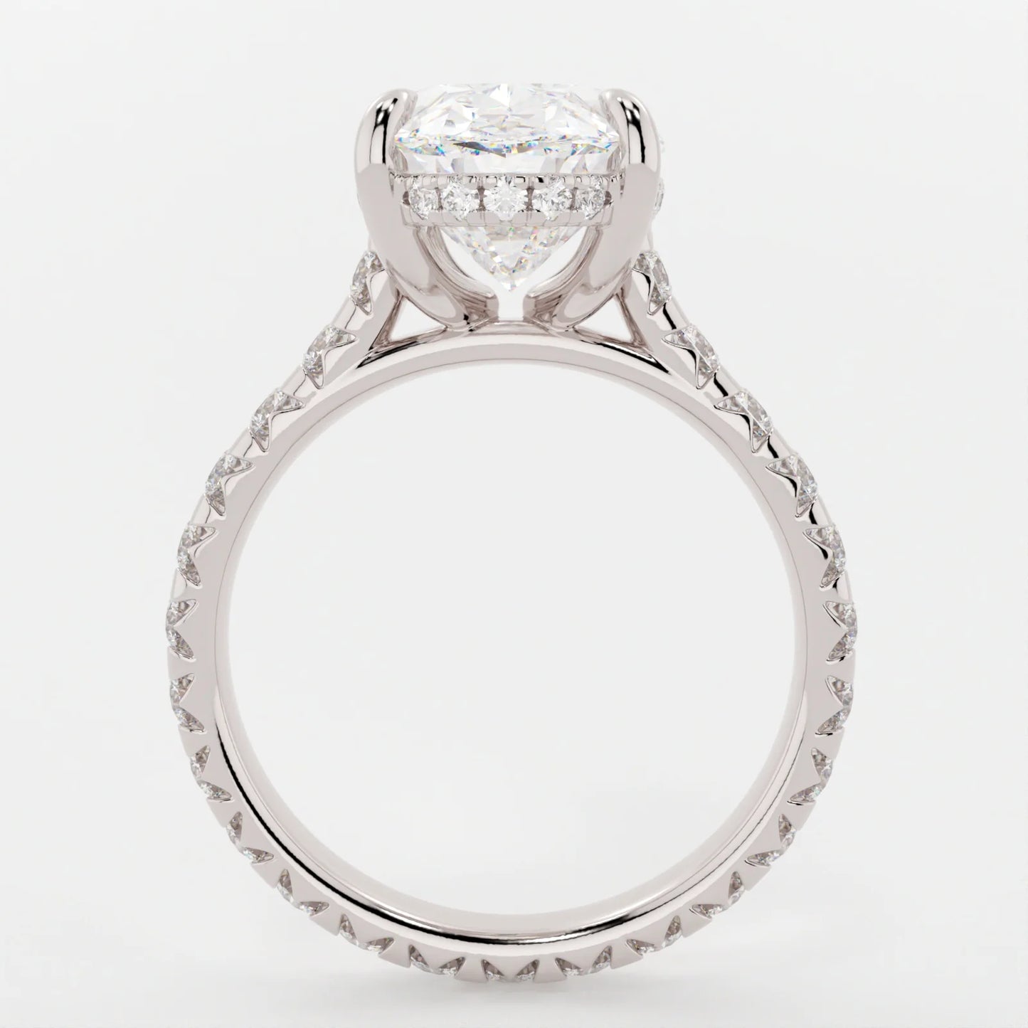 3.5 Carat Oval Cut Moissanite Diamond Engagement Ring with Pavé Band