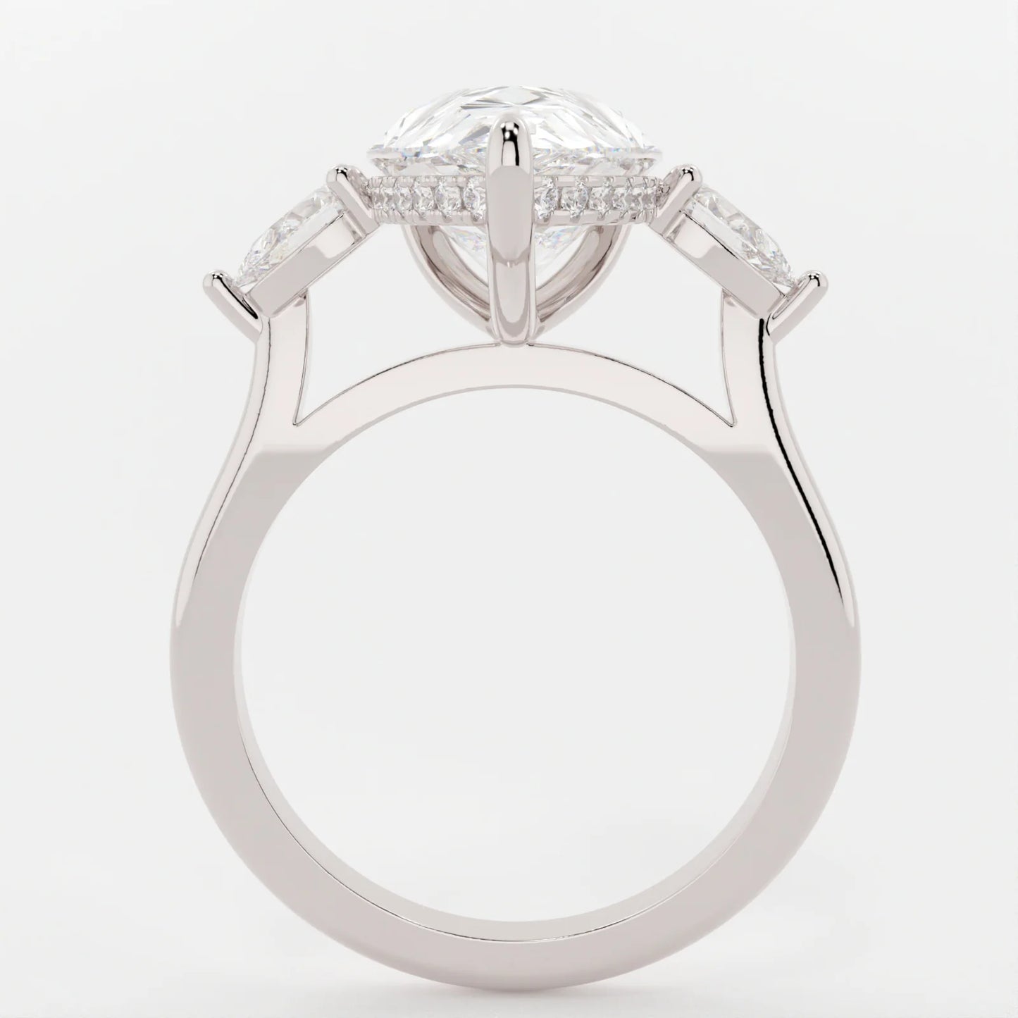 3.5 Carat Pear Cut Moissanite Diamond Engagement Ring with 3-Stone Setting