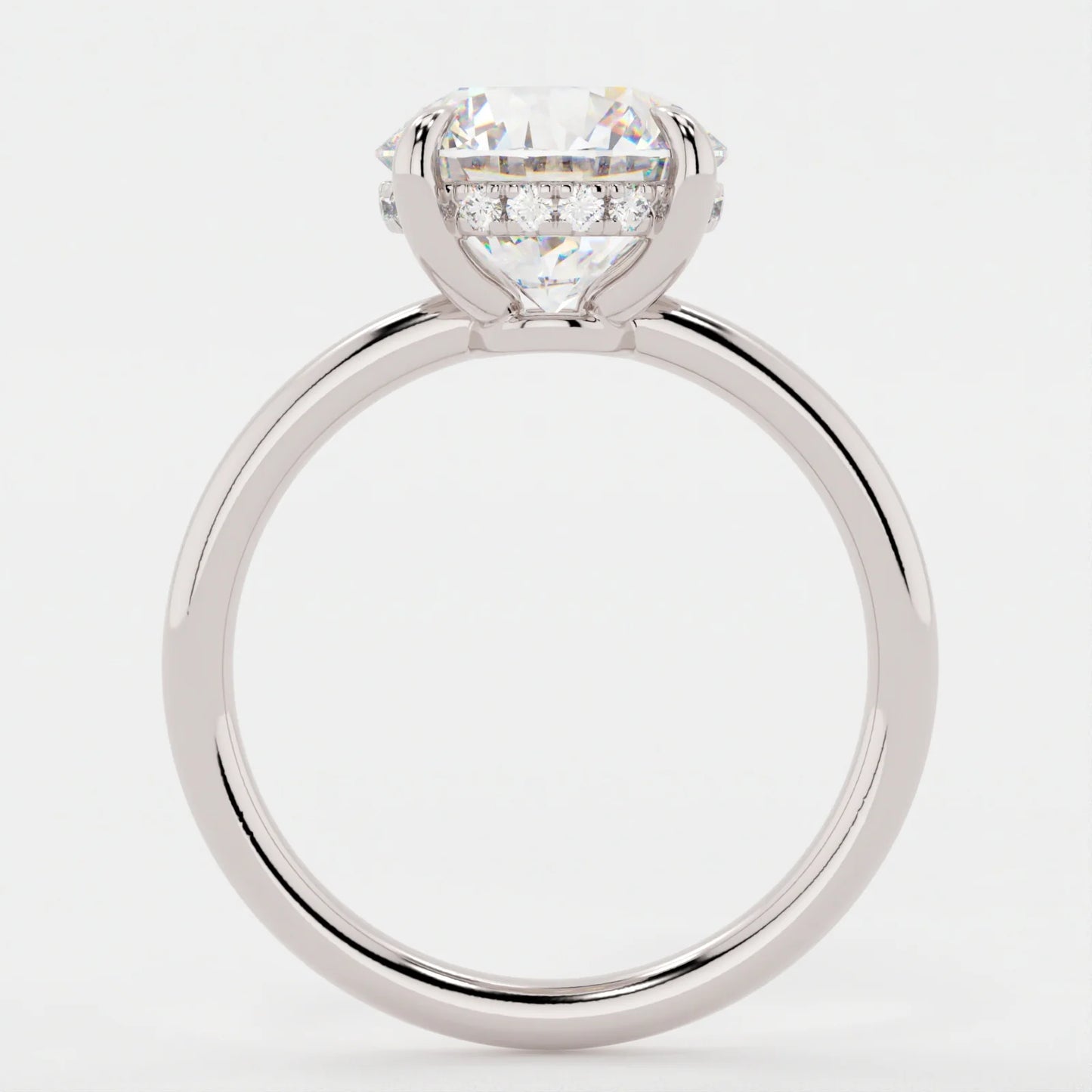 2.5 Carat Round Cut - Solitaire Band and Hidden Halo