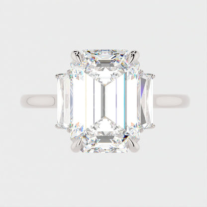 4 Carat Emerald Cut 3-Stone With Solitaire Band