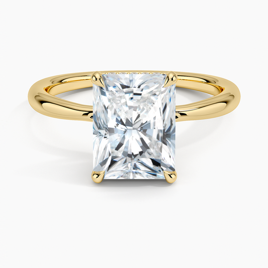 2.5 Carat Radiant Cut with Hidden Halo and Thin Solitaire Band