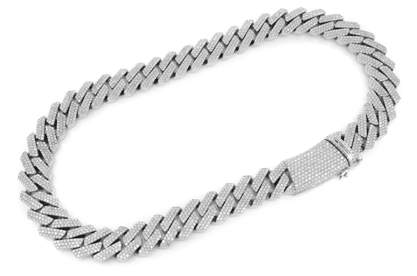 22mm Cuban Moissanite Diamond Necklace 14k Plated Gold
