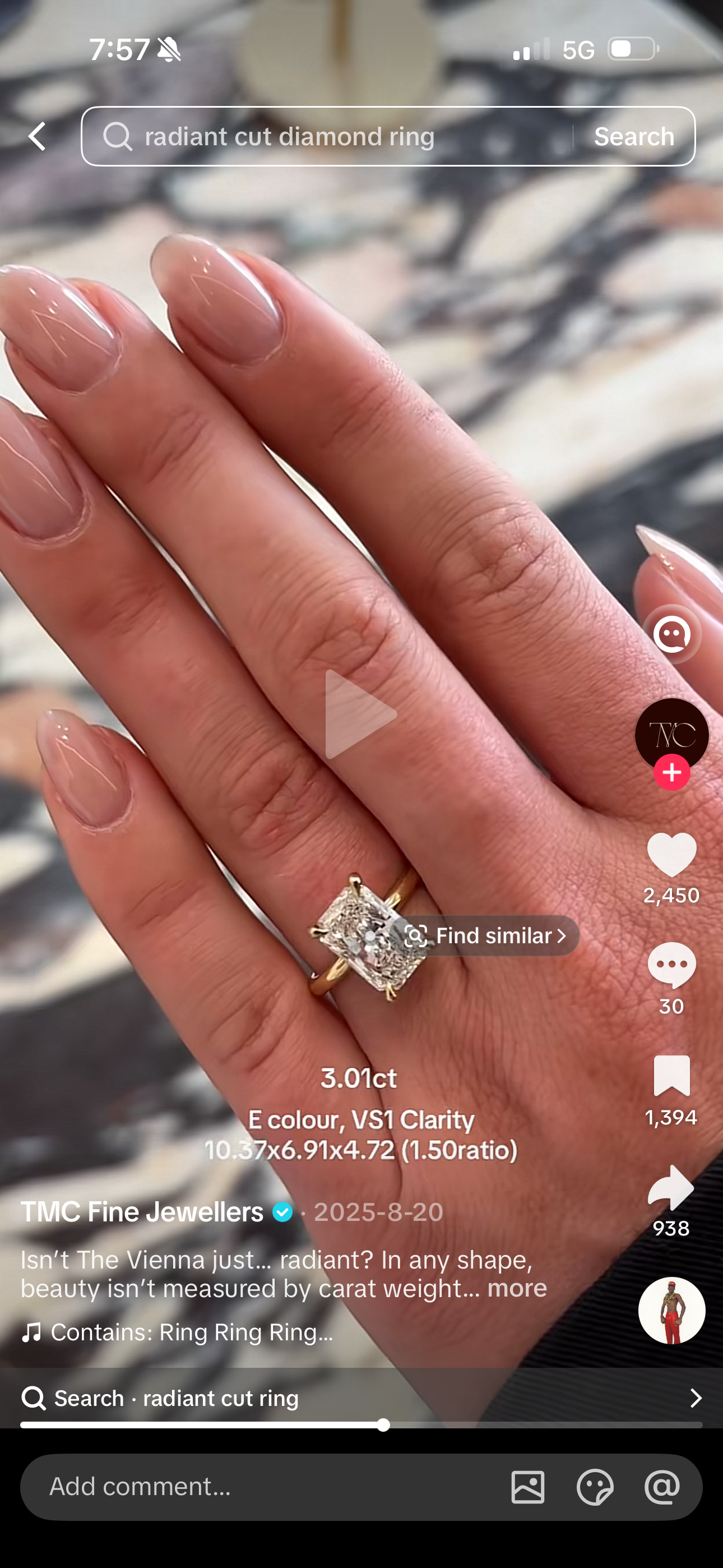 3 Carat Radiant Cut with a solitaire band (Custom Order)