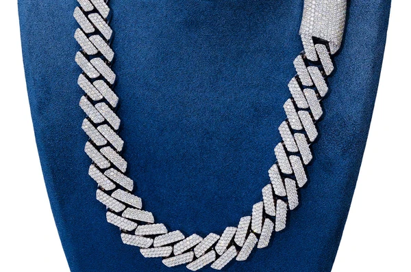 22mm Cuban Moissanite Diamond Necklace 14k Plated Gold