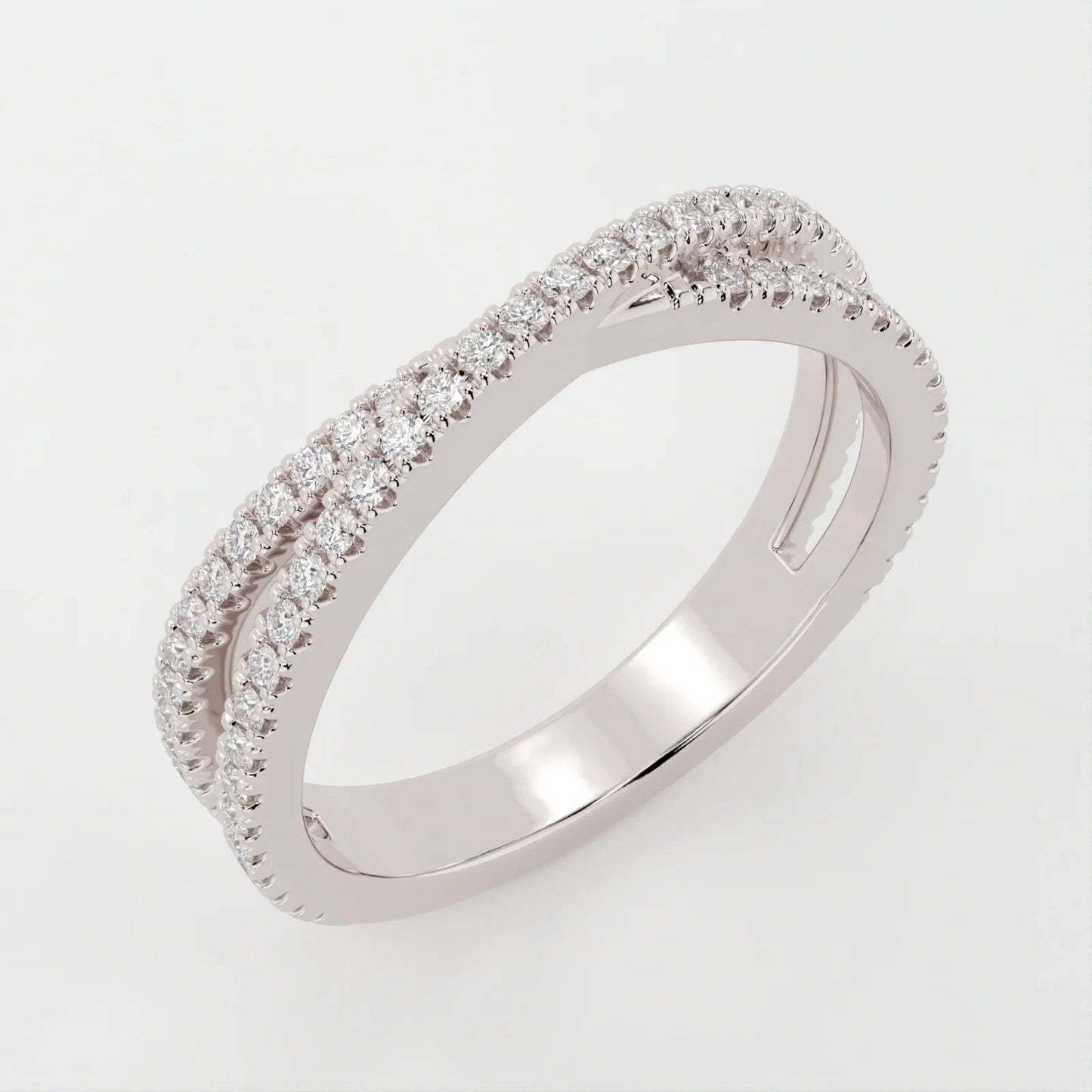 (.6 CT T.W.) Round Cut - Double Band Crossover - Reflections Jewelers