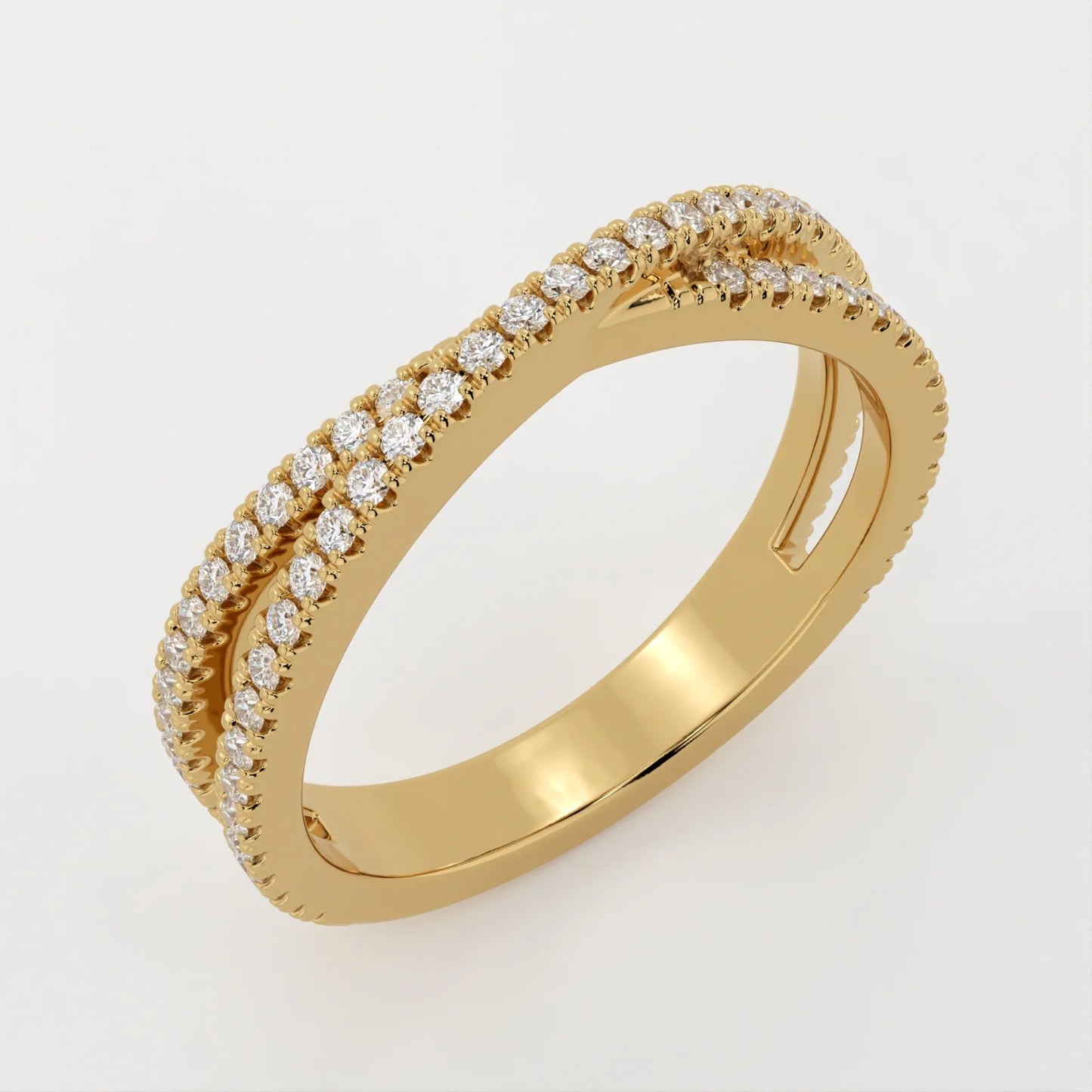 (.6 CT T.W.) Round Cut - Double Band Crossover - Reflections Jewelers