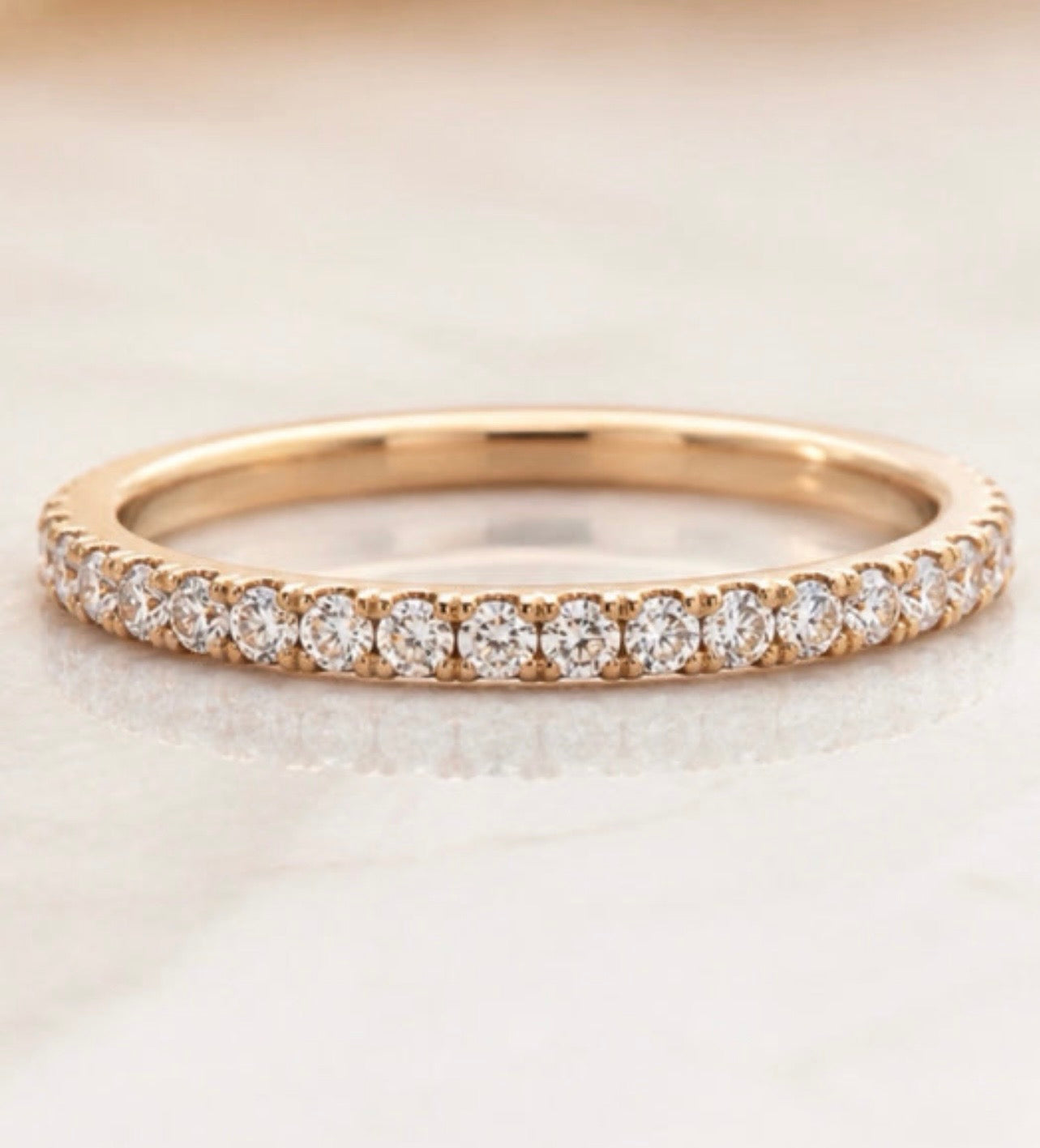 1.7mm Pavé Diamond Band in Gold – Thin Stackable Wedding Ring
