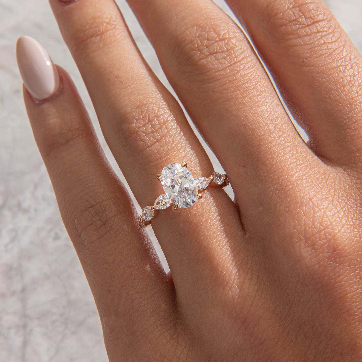 4.5 Carat Oval Cut with Marquise Band and Hidden Halo
