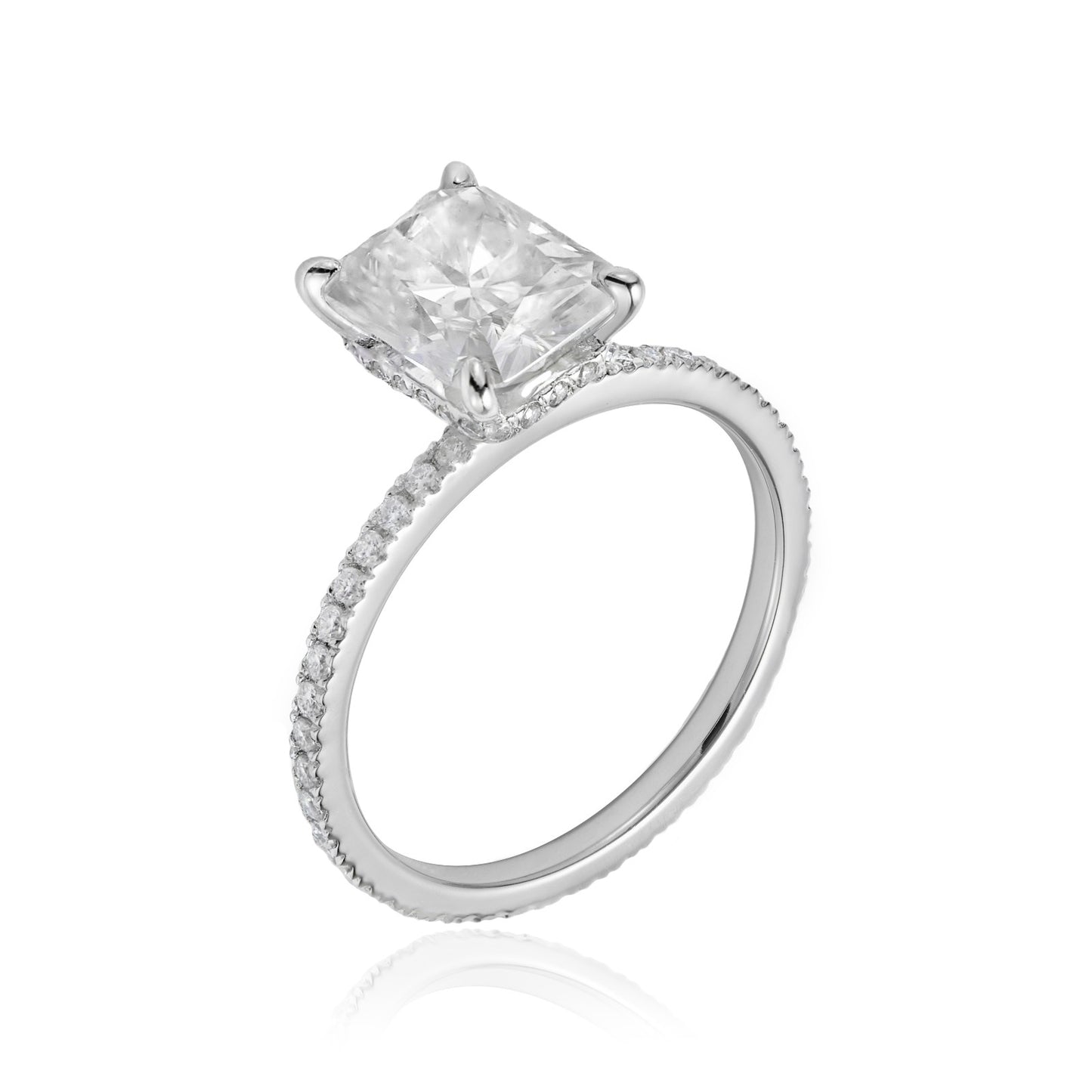 3 Carat Radiant Cut with Infinity Pave Band and Catherdal Setting