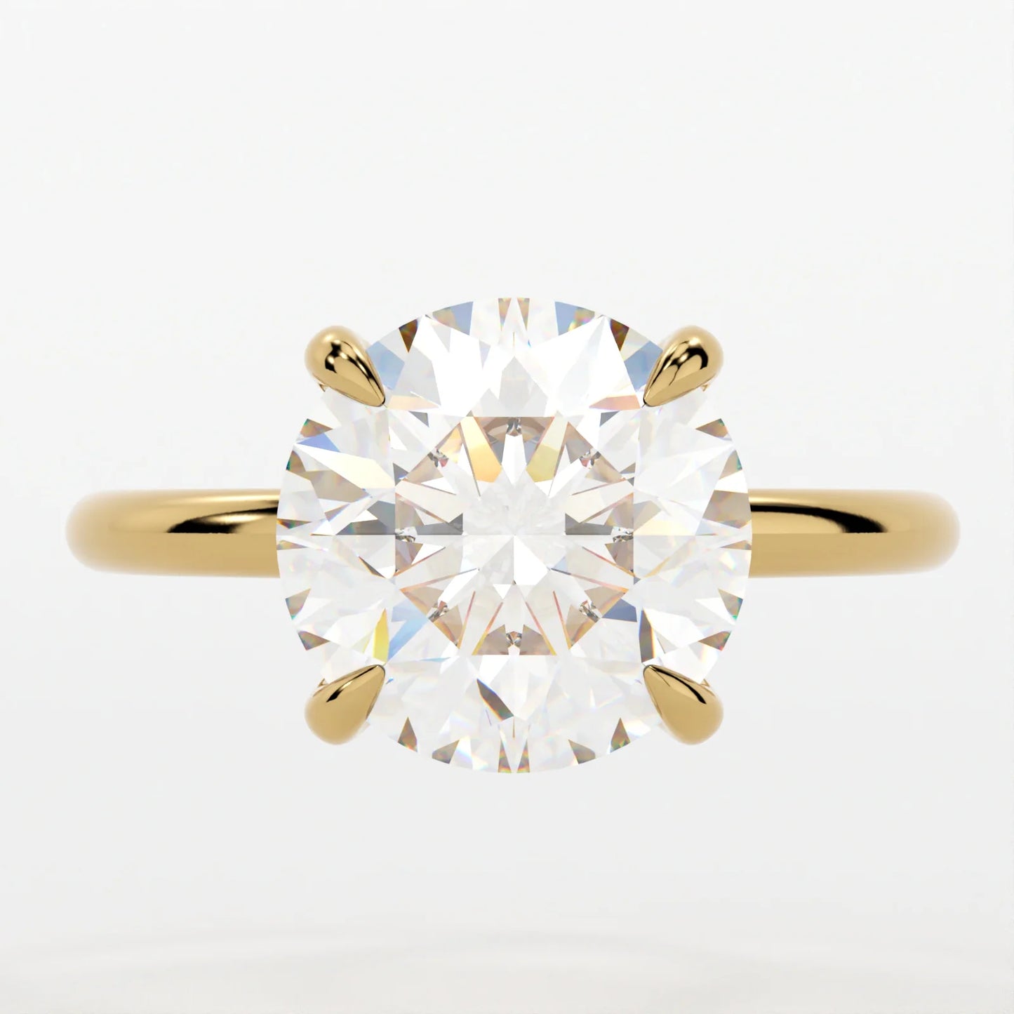 2.5 Carat Round Cut - Solitaire Band and Hidden Halo