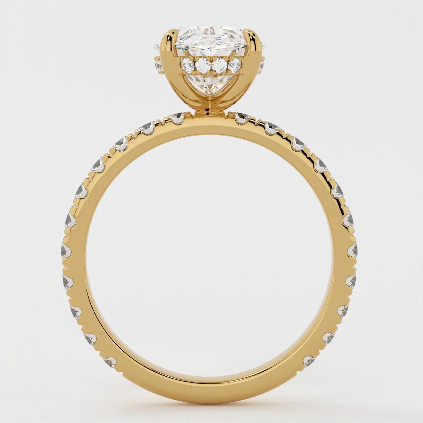 3 Carat Oval Cut Moissanite Diamond Engagement Ring with Pavé Band