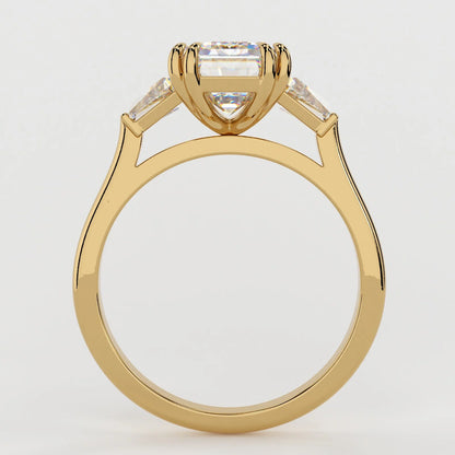 3.5 Carat Emerald Cut Moissanite Diamond Engagement Ring with 3-Stone Setting