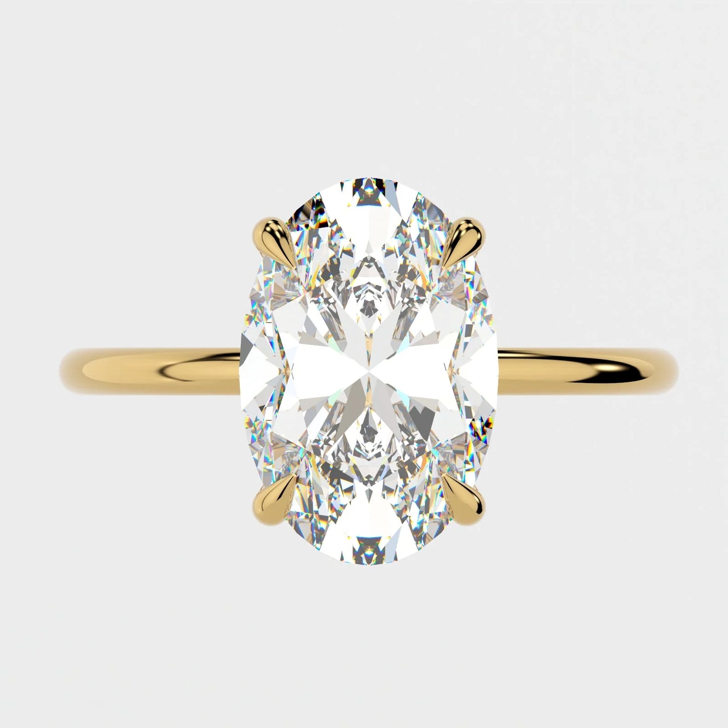 3 Carat Oval Cut Moissanite Diamond Engagement Ring with Solitaire Band