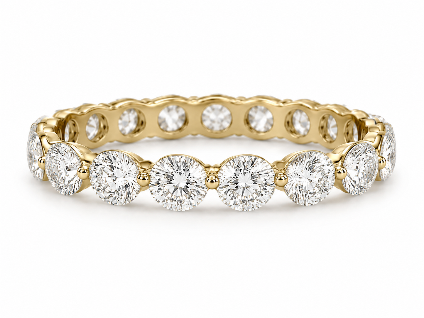 Round Diamond Eternity Band — Single Shared Prong