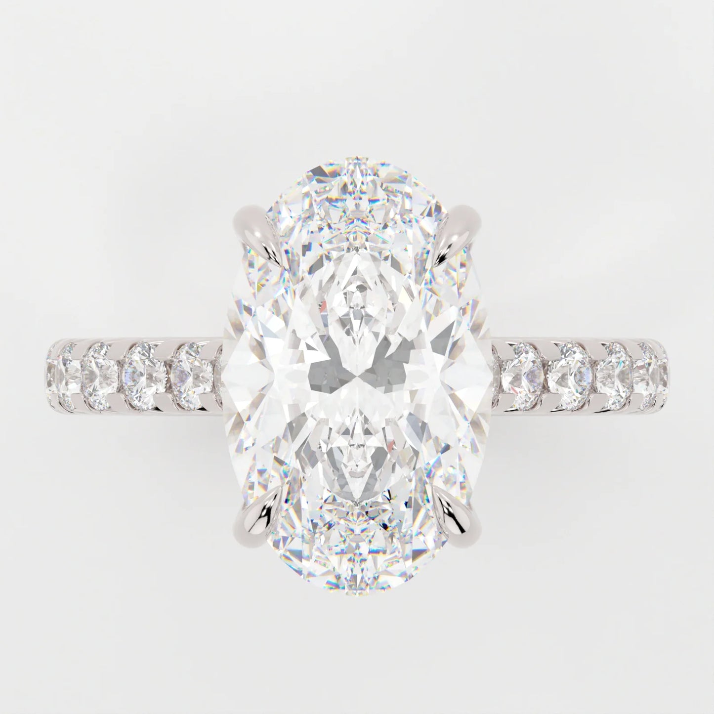 3.5 Carat Oval Cut Diamond Engagement Ring with Pavé Band