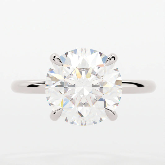 2.5 Carat Round Cut - Solitaire Band and Hidden Halo