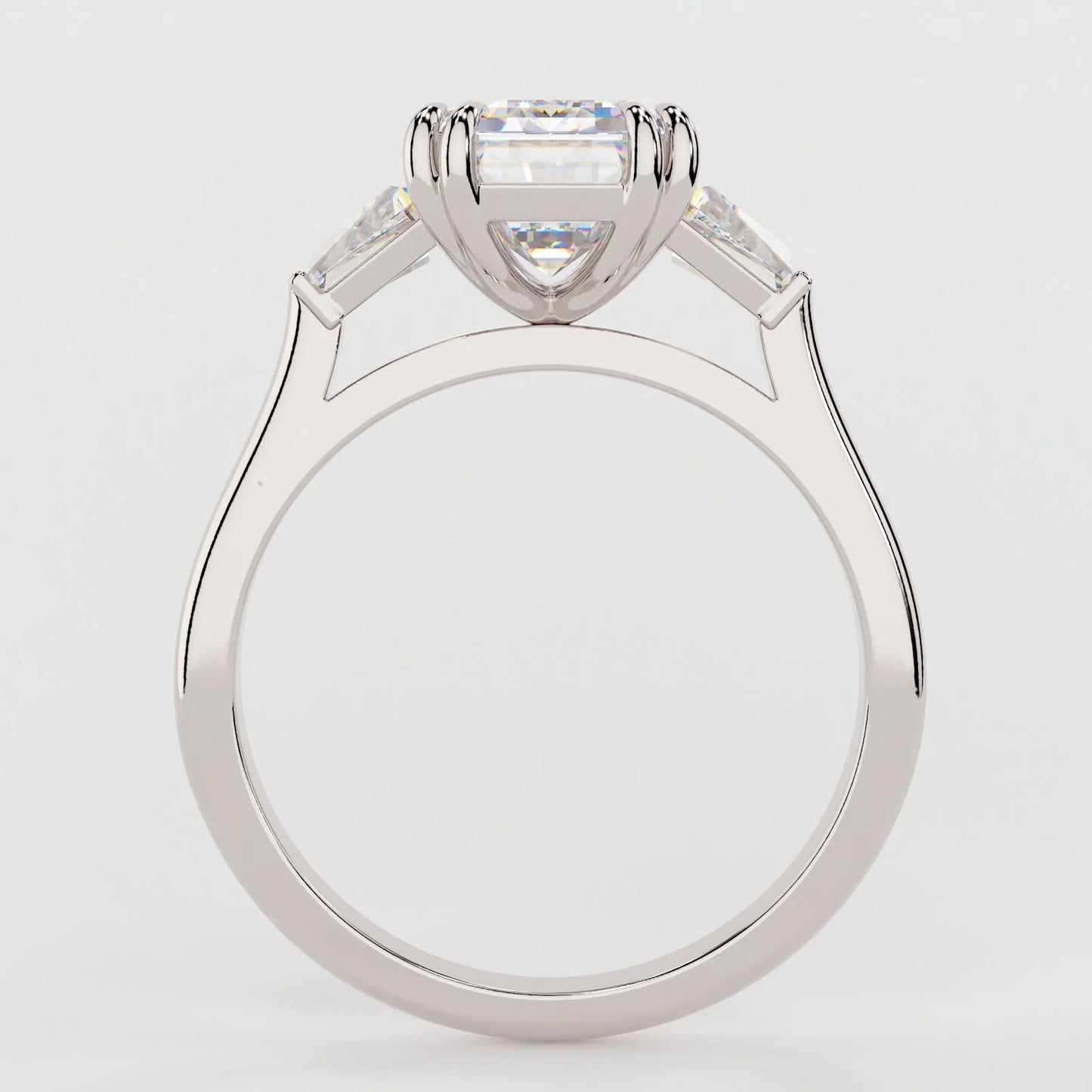 3.5 Carat Emerald Cut Diamond Engagement Ring with 3-Stone Setting