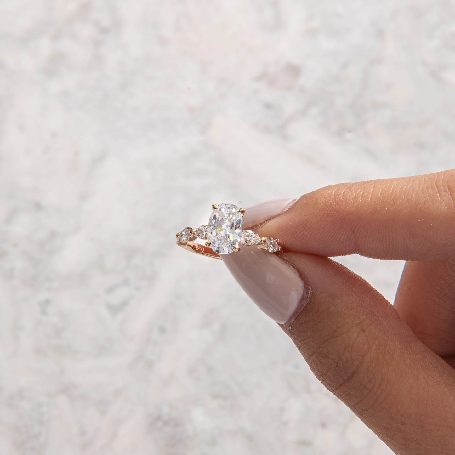 4.5 Carat Oval Cut with Marquise Band and Hidden Halo