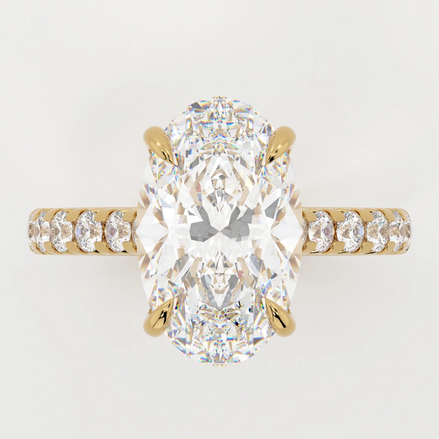 3.5 Carat Oval Cut Diamond Engagement Ring with Pavé Band