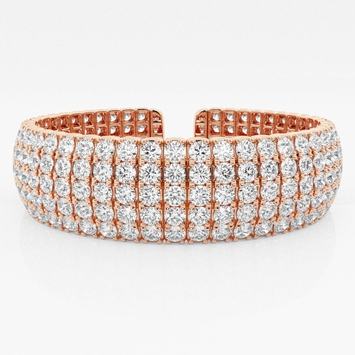 Round Moissanite Multi-Row Flex Cuff Bracelet