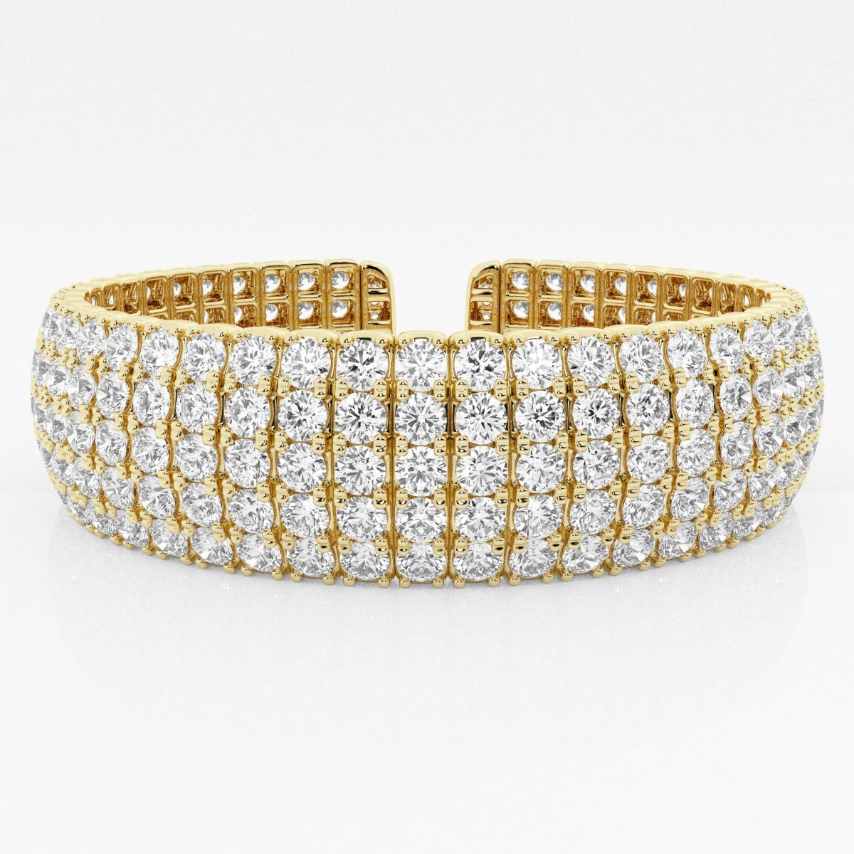 Round Moissanite Multi-Row Flex Cuff Bracelet