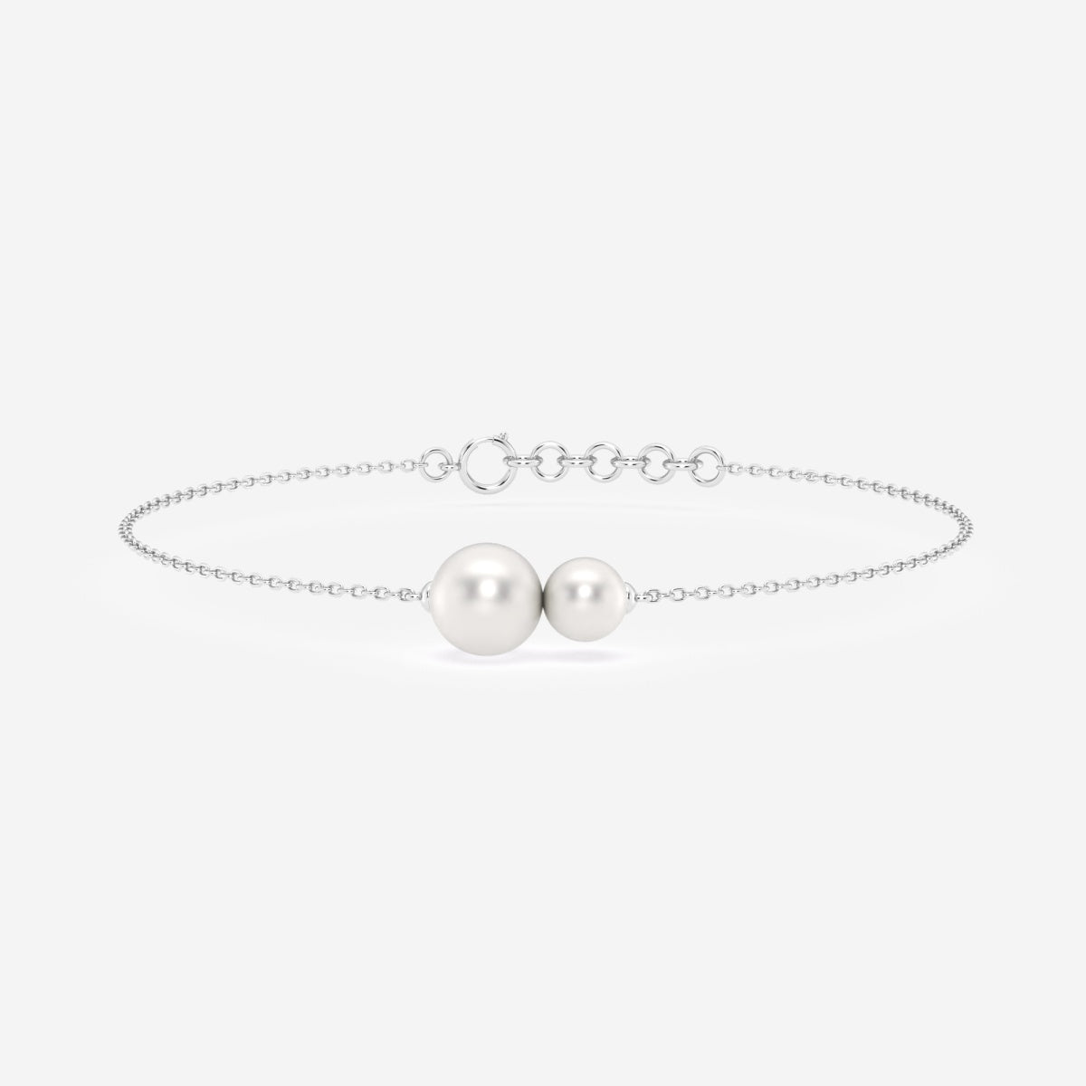5.5 - 8.0 mm Cultured Freshwater Pearl Double Stone Adjustable Chain Bracelet