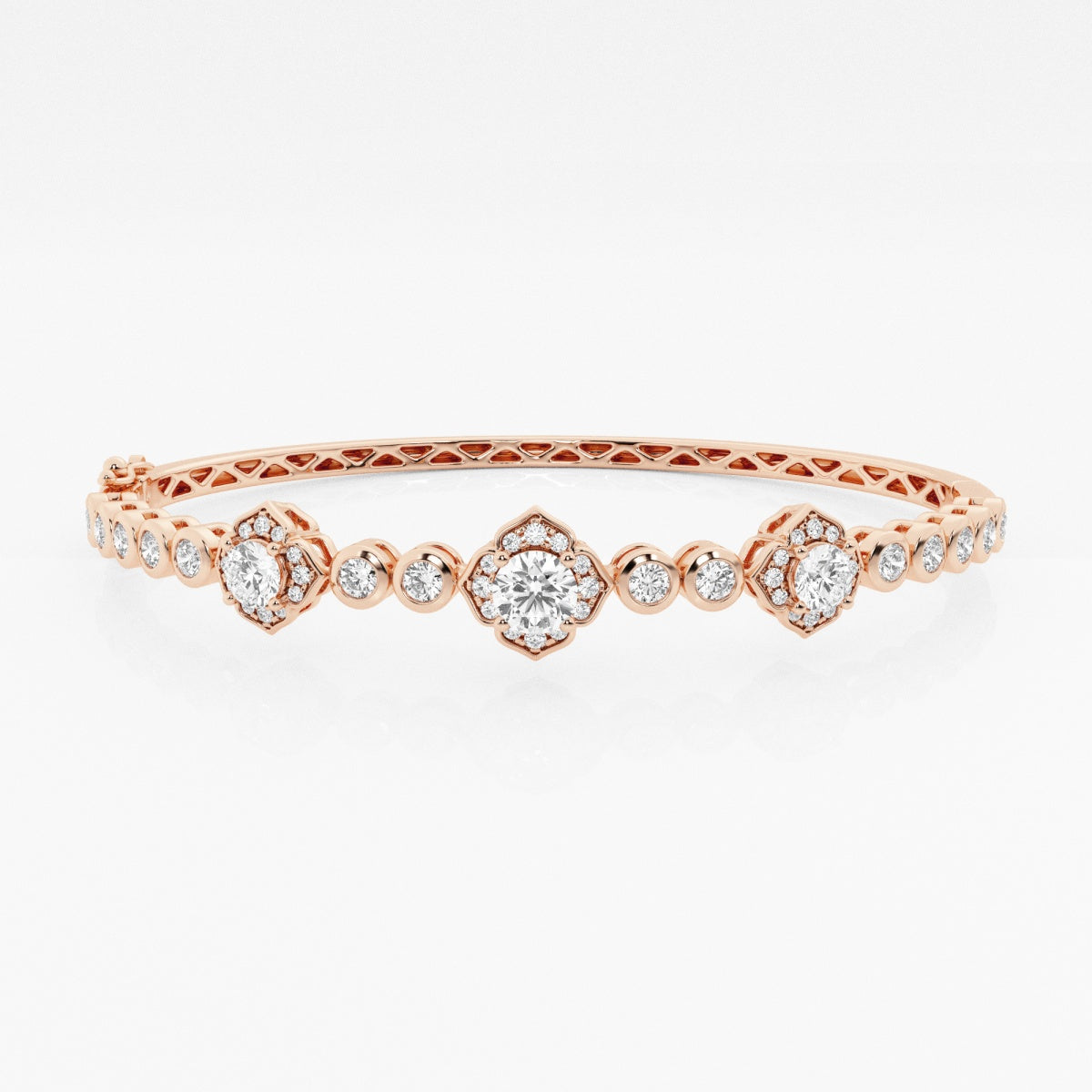 Round Moissanite Framed Bangle Bracelet