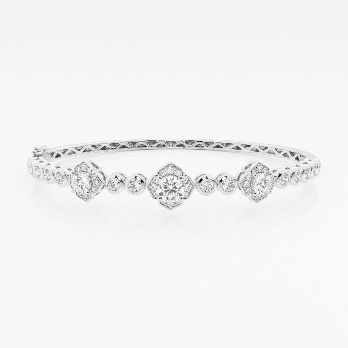 Round Moissanite Framed Bangle Bracelet