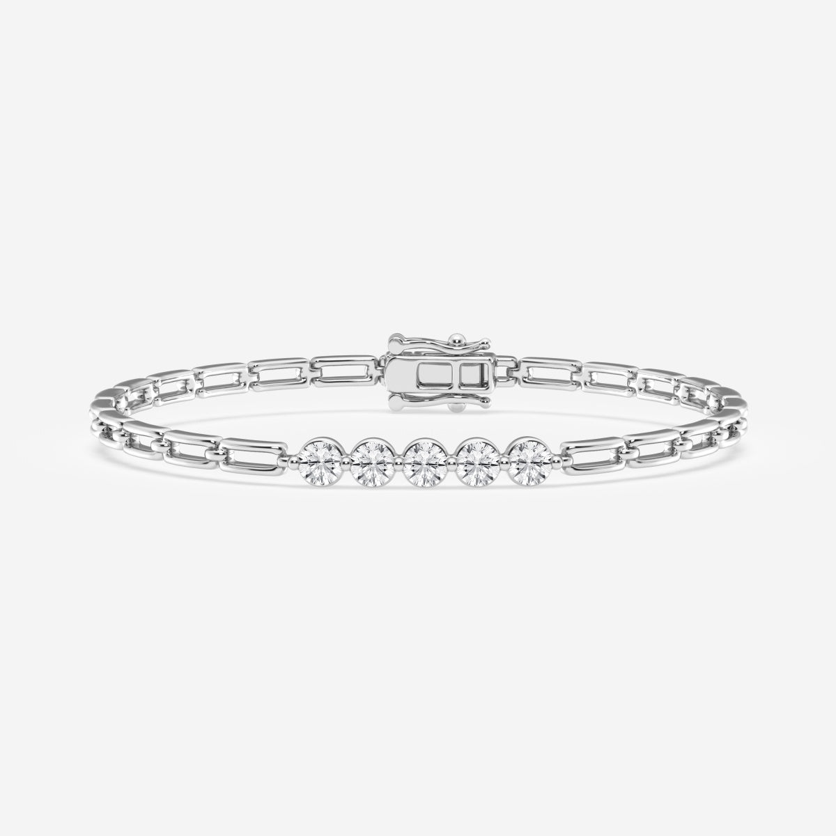 Round Moissanite Adjustable Five Stone Fashion Bracelet