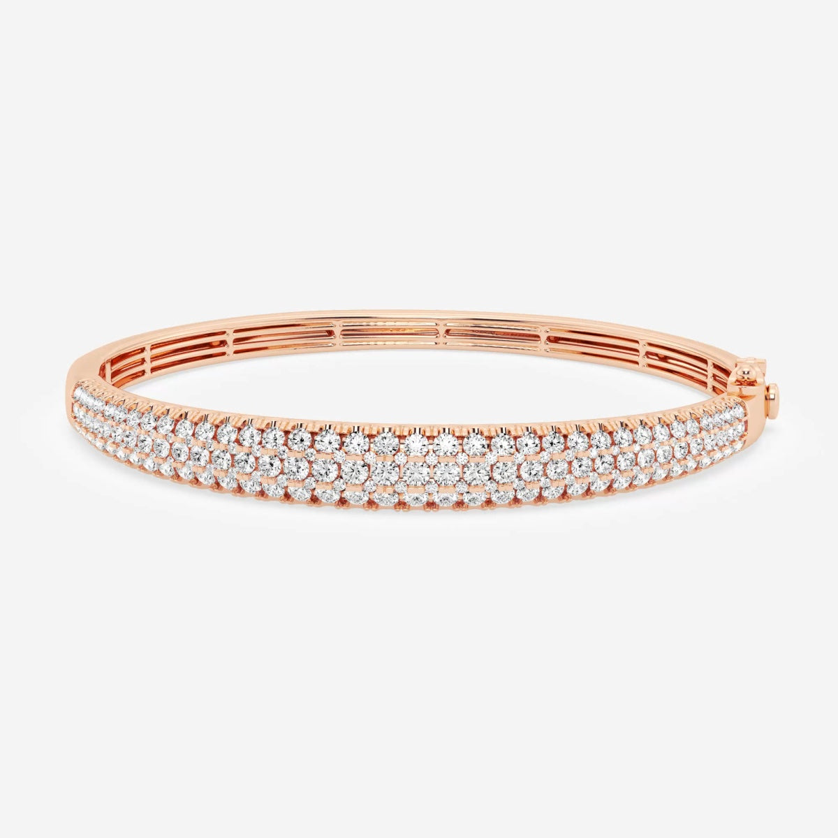 Round Moissanite Diamond Three Row Bangle Bracelet