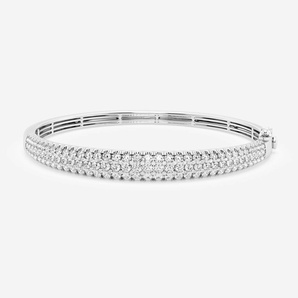 Round Moissanite Diamond Three Row Bangle Bracelet