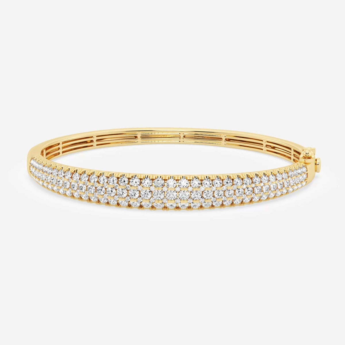 Round Moissanite Diamond Three Row Bangle Bracelet