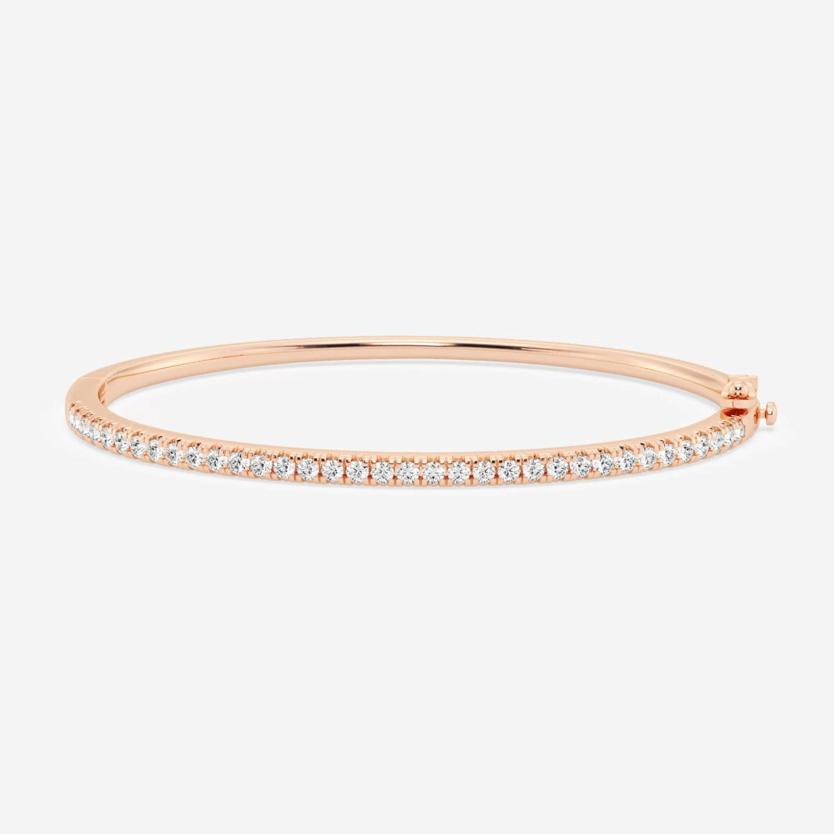 Round Moissanite French Pave Bangle Bracelet