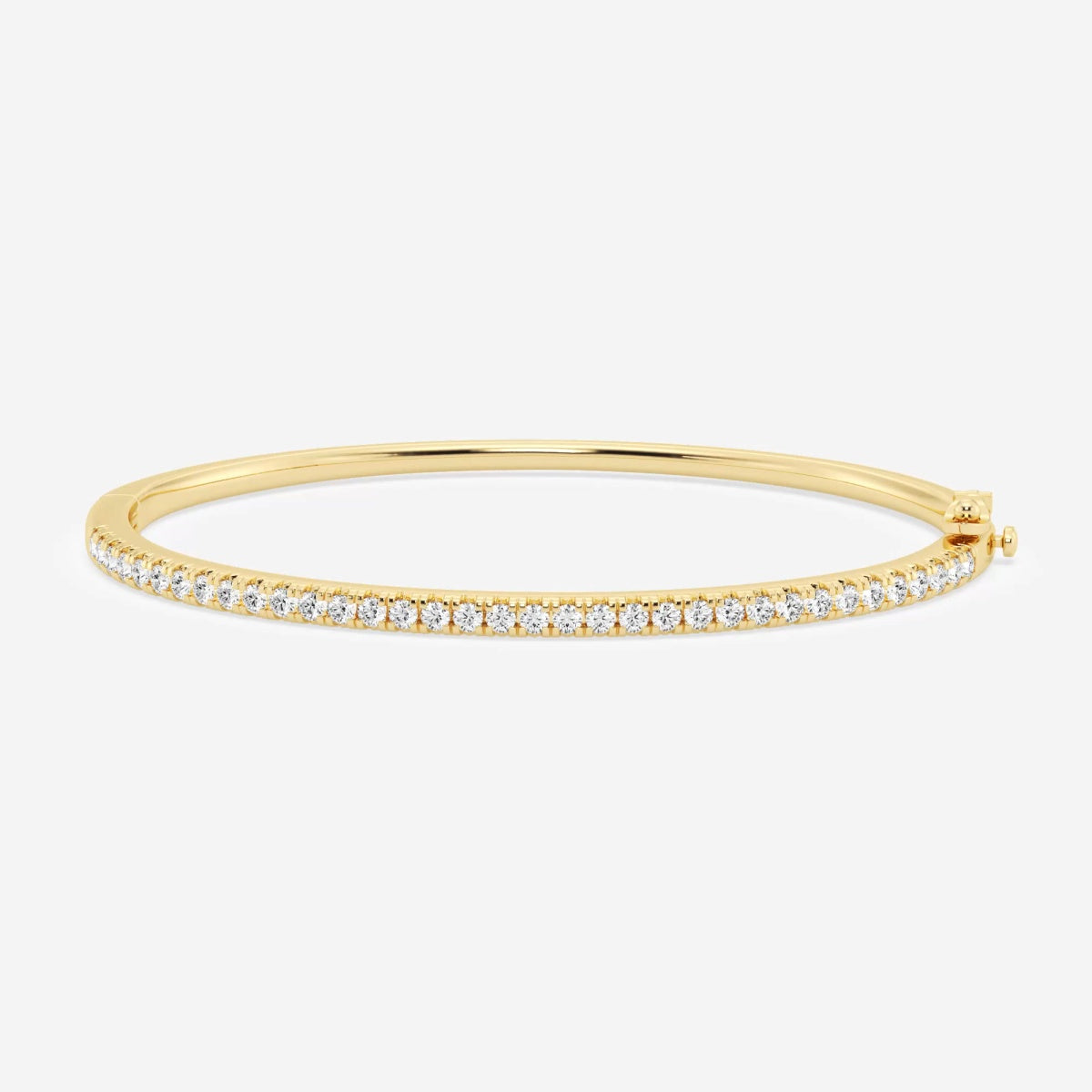 Round Moissanite French Pave Bangle Bracelet