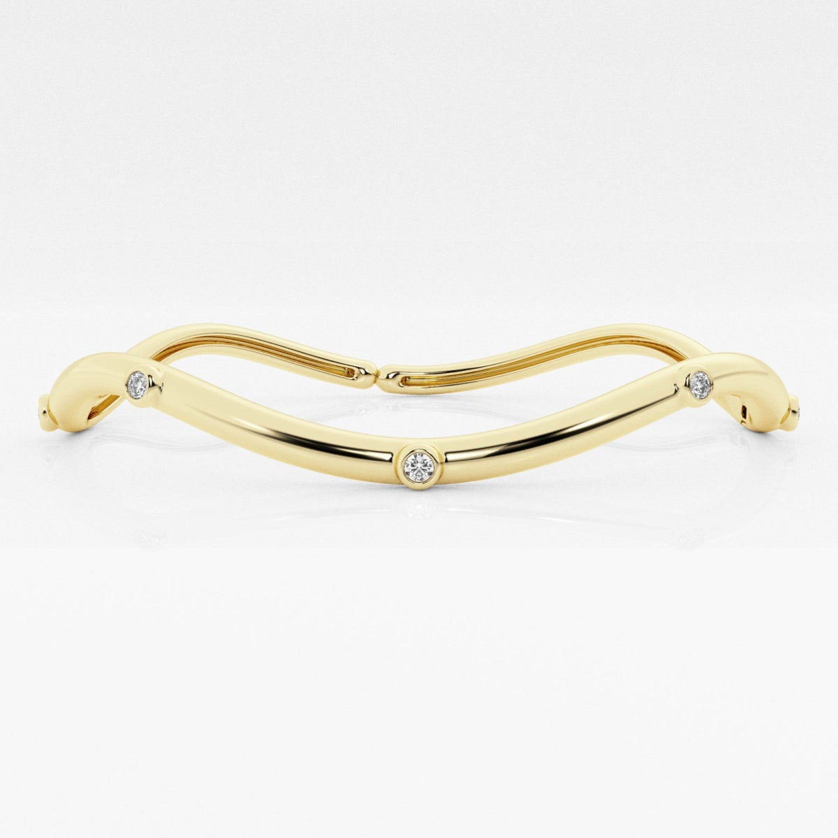 Round Moissanite Wavy Bangle Bracelet