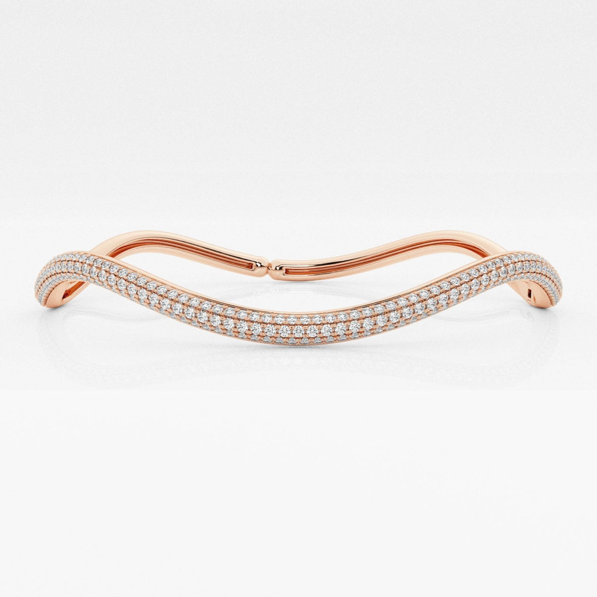 Round Moissanite Wavy Bangle Bracelet