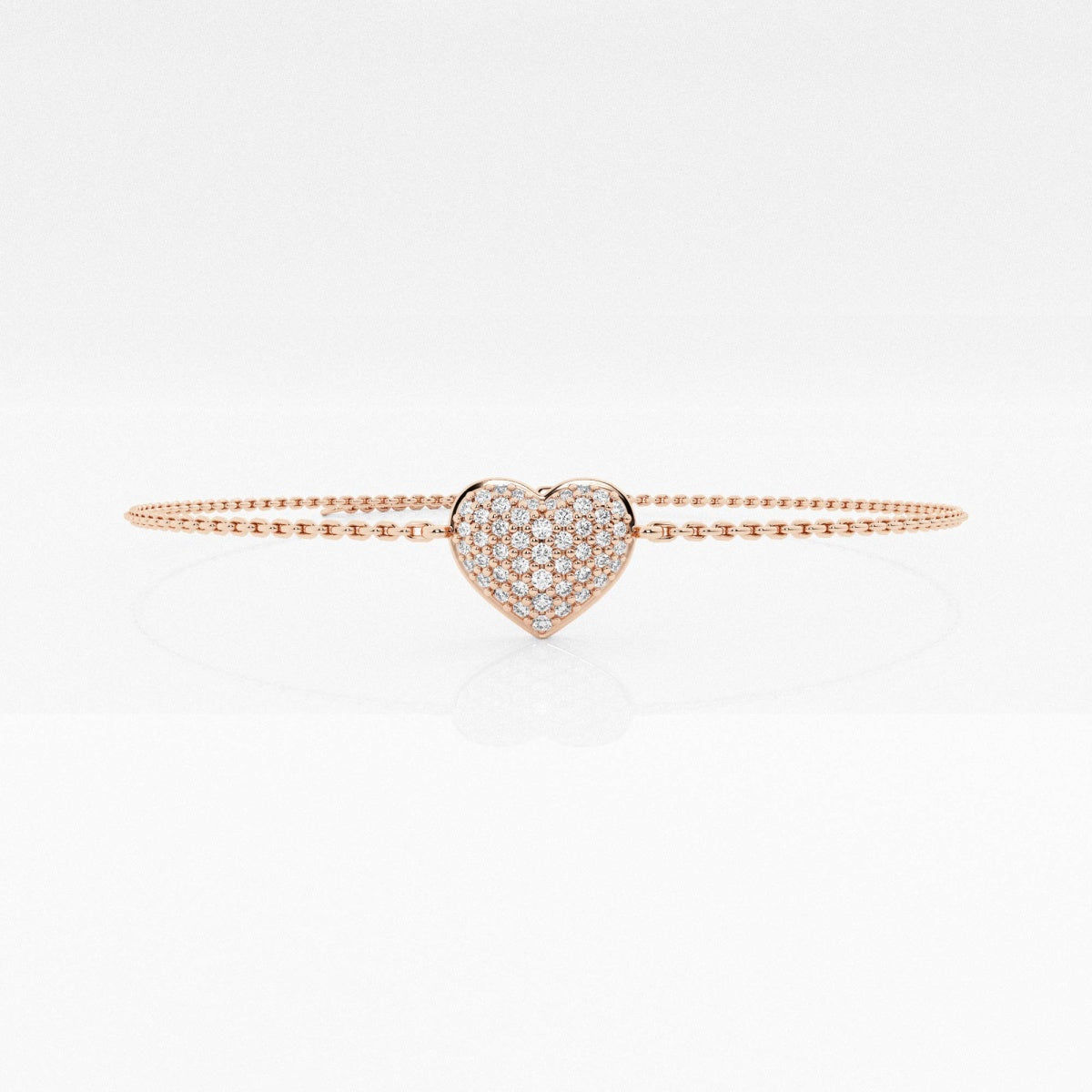 Round Moissanite Pave Heart Chain Bracelet Chain Bracelet