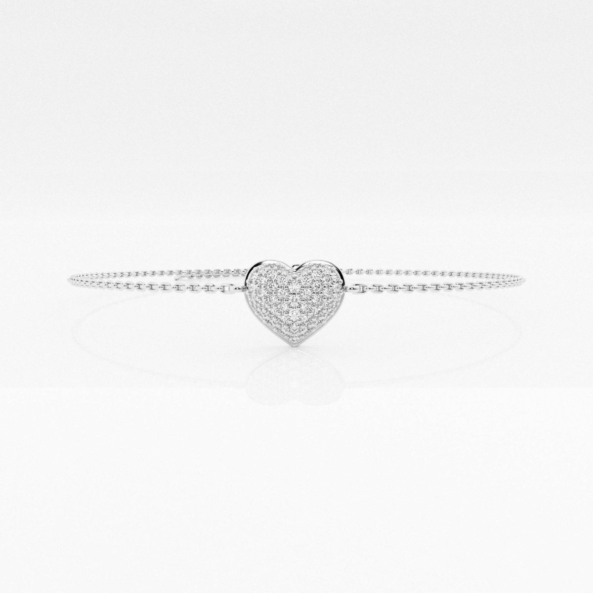 Round Moissanite Pave Heart Chain Bracelet Chain Bracelet