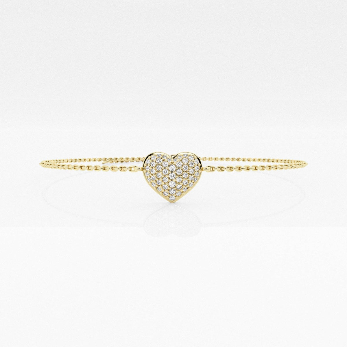 Round Moissanite Pave Heart Chain Bracelet Chain Bracelet