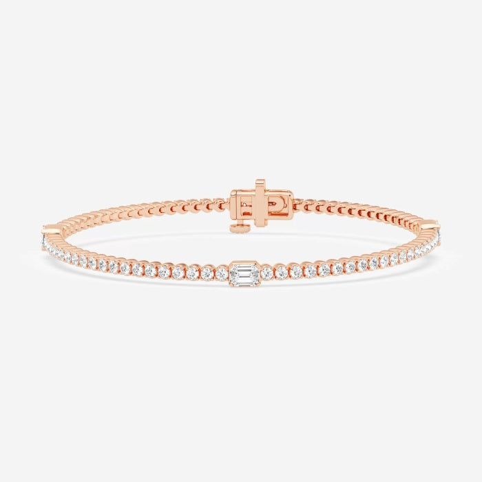 Emerald Moissanite Three Stations Tennis Bracelet